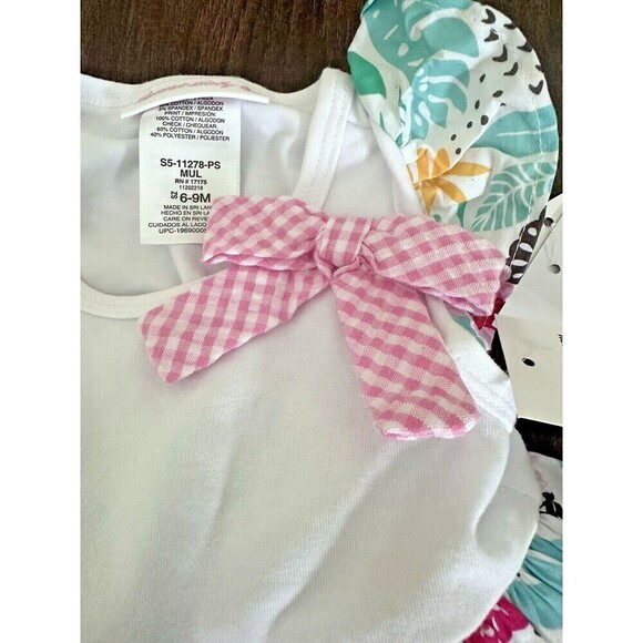 Bonnie Jean Girls Dress Flutter Sleeve Knit Mixed Tiered Poplin Multi 6-9 Months - Picture 8 of 9